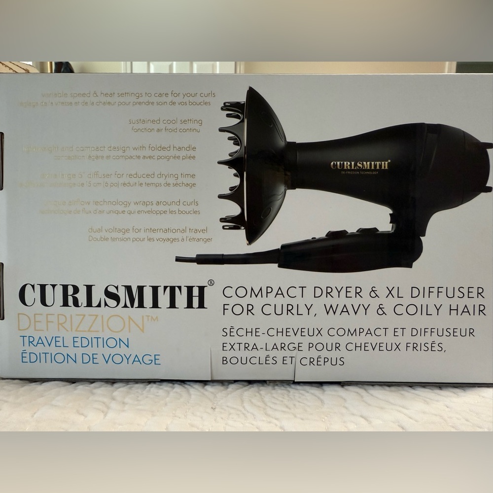 Curlsmith Defrizzion Travel Hair Dryer with Diffuser